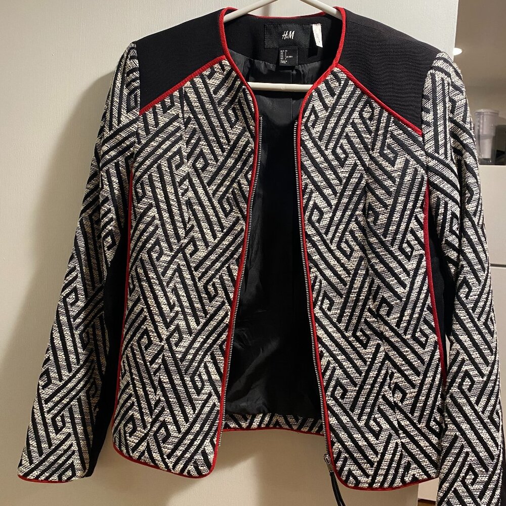 Printed red/black blazer
